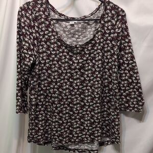 J Jill Floral Print 1/2 Length Sleeves Women's Top Size Small Petite